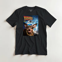Load image into Gallery viewer, Mockup Bark to the Future on black tee