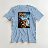 Load image into Gallery viewer, Mockup Bark to the Future on light blue tee