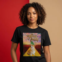Load image into Gallery viewer, Mockup black tee on body with dog